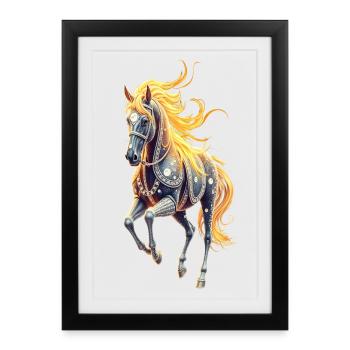 Étoile à la crinière dorée - Affiche encadrée (27 × 37 cm) - noir - Devant