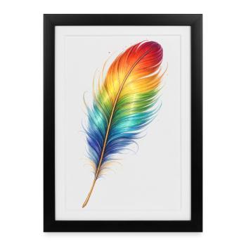 Colorful Feather Rainbow Boho Design - Framed poster (27 × 37 cm) - black - Front