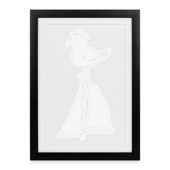 Naughty Seagull on Sailboat Captain Design - Framed poster (27 × 37 cm) - black - Front
