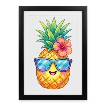 Motif ananas-ananas Carnaval Costume de carnaval Pina - Affiche encadrée (27 × 37 cm) - noir - Devant