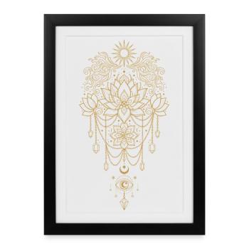 Spiritualité Géométrie Fleur de Lotus Foi Zen - Affiche encadrée (27 × 37 cm) - noir - Devant