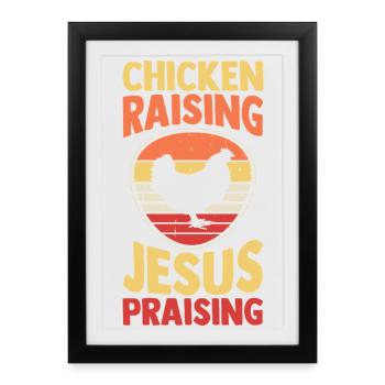 Fermier Jesus Coq, volaille, poulet - Affiche encadrée (27 × 37 cm) - noir - Devant