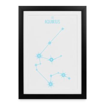 Signe du zodiaque Verseau, Constellation Bleu - Affiche encadrée (27 × 37 cm) - noir - Devant