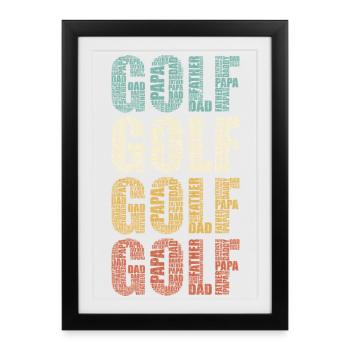 Golf Papa Père Papa Papa Cadeau vintage de golfeur - Affiche encadrée (27 × 37 cm) - noir - Devant
