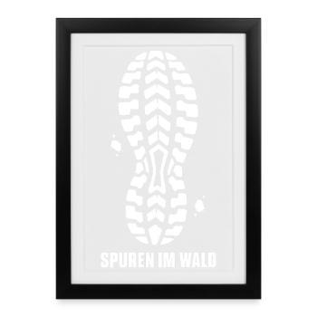 Spurem Im Wald – Trail Running Schuh Sohle Spruch - Gerahmtes Poster (27 × 37 cm) - Schwarz - Vorne