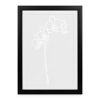 Lignes d’orchidées en blanc - Affiche encadrée (27 × 37 cm) - noir - Devant