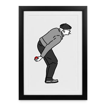 Petanque Spieler Rechtshänder - Gerahmtes Poster (27 × 37 cm) - Schwarz - Vorne