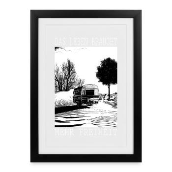 Mehr Freiheit: Caravan  Camping - Gerahmtes Poster (27 × 37 cm) - Schwarz - Vorne