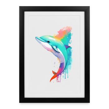 Dauphin - Affiche encadrée (27 × 37 cm) - noir - Devant