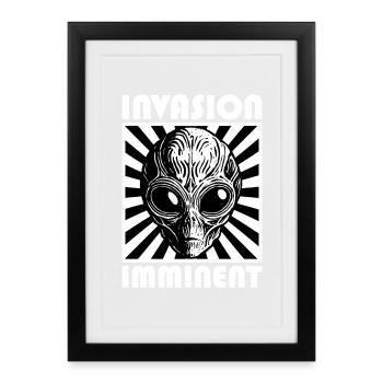 Alien Invasion Punk Artwork - Affiche encadrée (27 × 37 cm) - noir - Devant