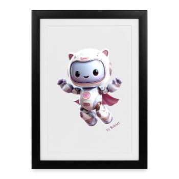 Cute Kitty 3D Steering Wheel – Pastel Colors - Framed poster (27 × 37 cm) - black - Front
