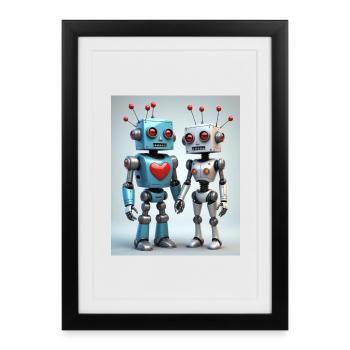 Robot Couple - Framed poster (27 × 37 cm) - black - Front