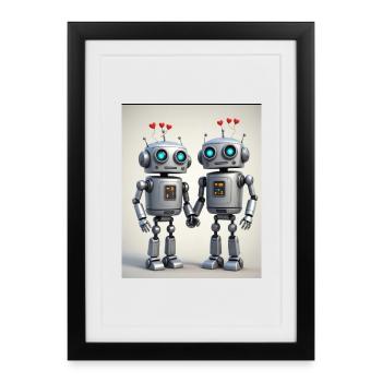 Robot Couple - Framed poster (27 × 37 cm) - black - Front