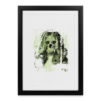 Skull fille vert - Affiche encadrée (27 × 37 cm) - noir - Devant