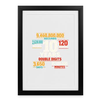 10 Years Double Digits Birthday Retro Design - Framed poster (27 × 37 cm) - black - Front