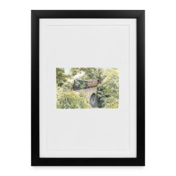 Viaduc du train à vapeur à l’aquarelle - Affiche encadrée (27 × 37 cm) - noir - Devant