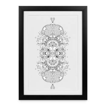 Mandala de nénuphar - Affiche encadrée (27 × 37 cm) - noir - Devant