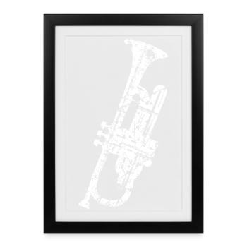 Trompette (Vintage White) - Affiche encadrée (27 × 37 cm) - noir - Devant