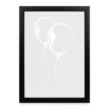 Ballon Baloon Illustration Symbole Cadeau - Affiche encadrée (27 × 37 cm) - noir - Devant