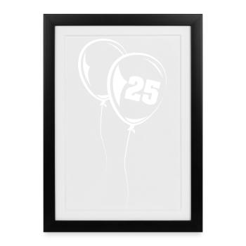 25 ans ballon symbole ballon Logo - Affiche encadrée (27 × 37 cm) - noir - Devant