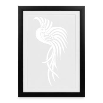 White paradise bird - Framed poster (27 × 37 cm) - black - Front