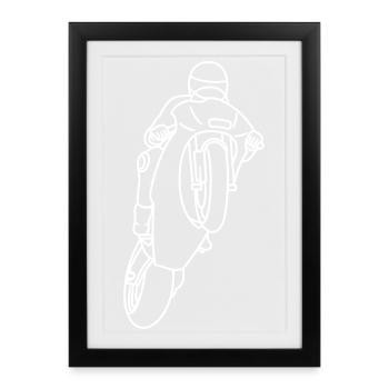 Wheelie extreme avec moto de course - lumineux - Affiche encadrée (27 × 37 cm) - noir - Devant