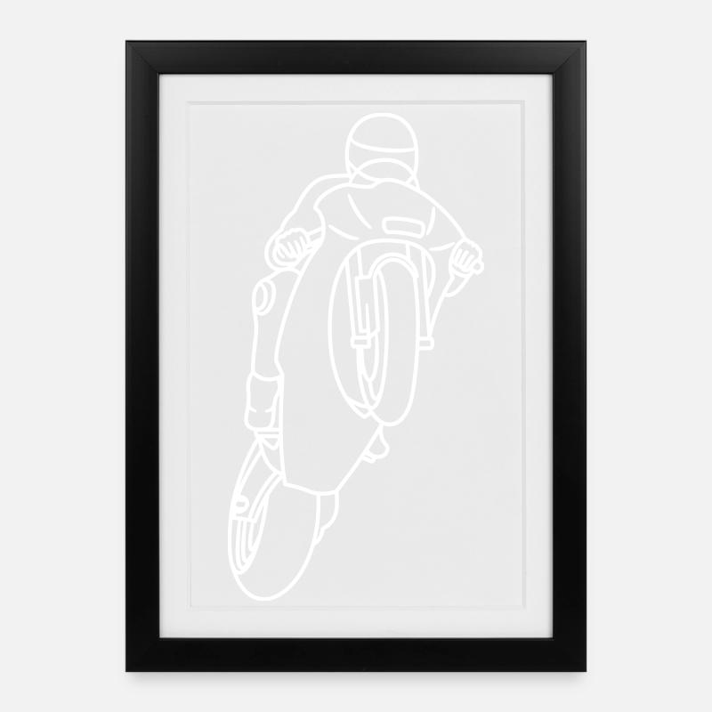 Wheelie extrem mit Rennmotorrad - hell - Gerahmtes Poster (27 × 37 cm) - Schwarz