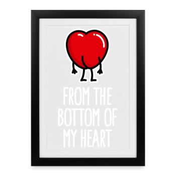 Lustige Valentinstag Valentin Arsch Herz cartoon - Gerahmtes Poster (27 × 37 cm) - Schwarz - Vorne
