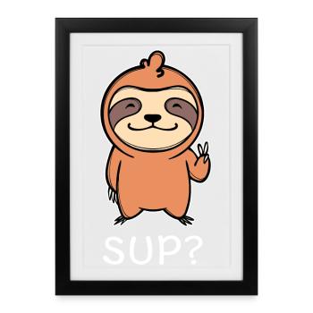 Cool Saying Animal Jungle Mammal Sloth - Framed poster (27 × 37 cm) - black - Front