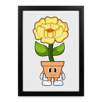 Pivoine drôle - Affiche encadrée (27 × 37 cm) - noir - Devant