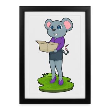 Bureau en carton de la secrétaire de la souris - Affiche encadrée (27 × 37 cm) - noir - Devant