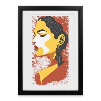Portrait géométrique d’été - Affiche encadrée (27 × 37 cm) - noir - Devant