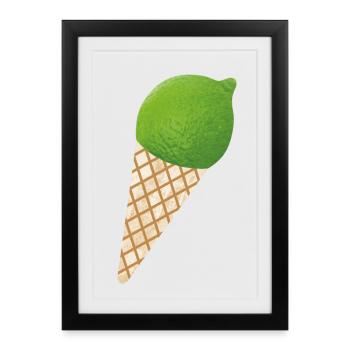 Glace au citron vert Glace d’été Citron Fruit Vacances - Affiche encadrée (27 × 37 cm) - noir - Devant