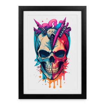 Crâne - Affiche encadrée (27 × 37 cm) - noir - Devant