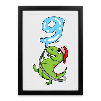 Dino Fire Fighter Number 9 ws - Framed poster (27 × 37 cm) - black - Front