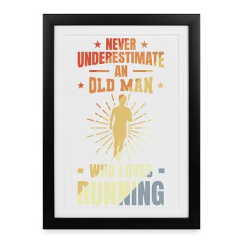 Grand-père coureur - Affiche encadrée (27 × 37 cm) - noir - Devant