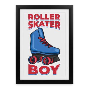 Roller Skates Boy - Framed poster (27 × 37 cm) - black - Front