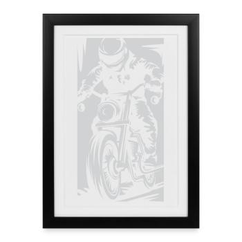 Moto Racing Caferacer Streetfighter Biker Icon - Affiche encadrée (27 × 37 cm) - noir - Devant