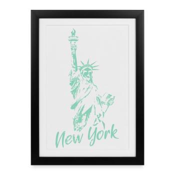 Statue de la Liberté New York Symbole des États-Unis Illustration - Affiche encadrée (27 × 37 cm) - noir - Devant