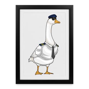 Duck Pilot Pilot Cap - Framed poster (27 × 37 cm) - black - Front