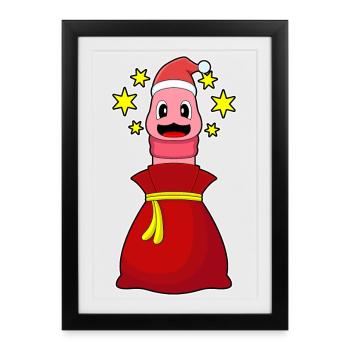 Sac de Noël Worm Christmas - Affiche encadrée (27 × 37 cm) - noir - Devant