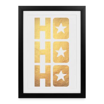 HO HO HO OR Noël Noël Avent Étoile de luxe - Affiche encadrée (27 × 37 cm) - noir - Devant