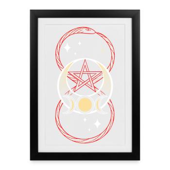 Snake with Infinity Symbol and Triple Moon - Framed poster (27 × 37 cm) - black - Front