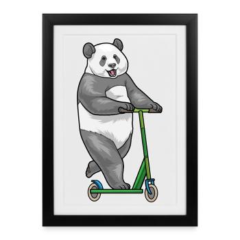 Panda Scooter - Framed poster (27 × 37 cm) - black - Front