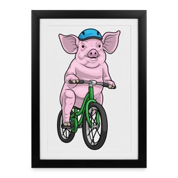 Vélo cochon - Affiche encadrée (27 × 37 cm) - noir - Devant