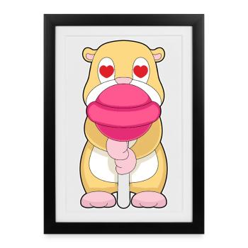 Sucette pour hamster - Affiche encadrée (27 × 37 cm) - noir - Devant