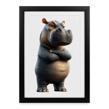 Nilpferd Flusspferd Mama Hippopotamus Cooles Hippo - Framed poster (27 × 37 cm) - black - Front