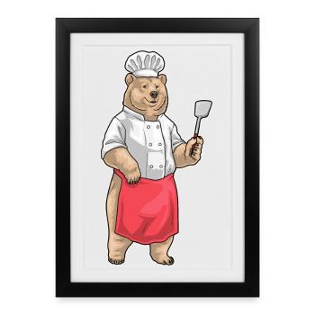 Bär Koch Spatula Cooking - Framed poster (27 × 37 cm) - black - Front