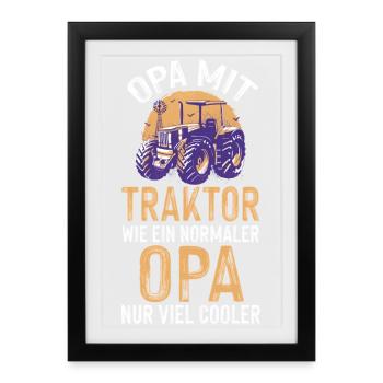 Landwirt Bauernhof Farmer Bauer Opa Großvater Trak - Gerahmtes Poster (27 × 37 cm) - Schwarz - Vorne
