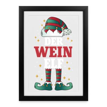 Noël L’Elfe du Vin - Affiche encadrée (27 × 37 cm) - noir - Devant